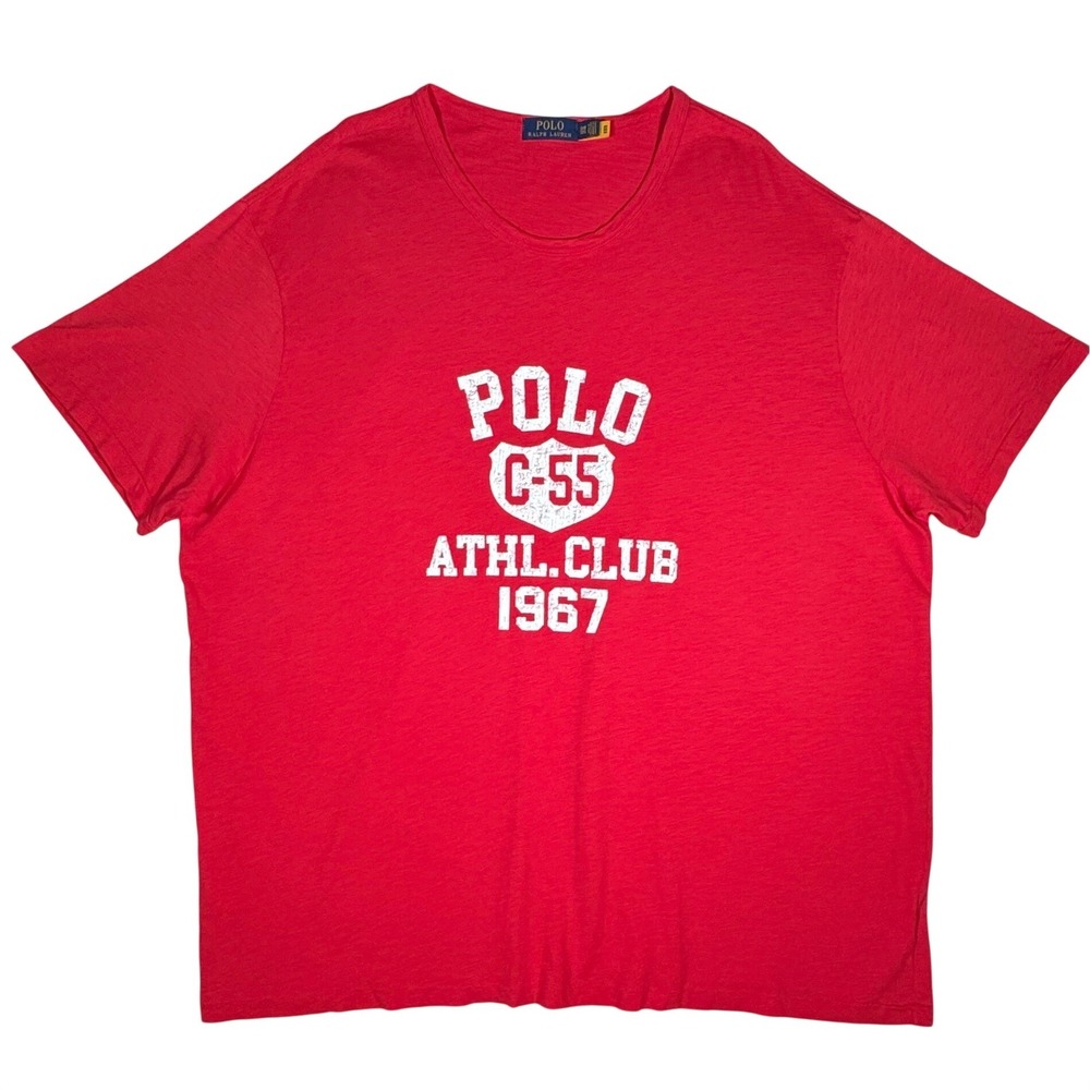 Polo Ralph Lauren Jersey Graphic T-Shirt Mens 3XB Red C-55 Athl Club 1967 Preppy